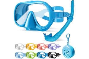 KLERICER NARUTOO Snorkel Set Adults, Fashionable Macaron Colors Frameless Snorkeling Mask, Ultra Wide View Anti-Fog Snorkel Mask Set, Portable Professional Diving Snorkeling Set