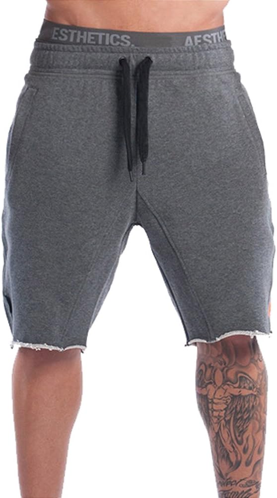 LENDOO Mens GYM Fitness Shorts, Cotton Bodybuilding Running Sports Jogger Pants With Pockets