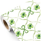 WRAPAHOLIC St. Patricks Day Wrapping Paper Roll - Mini Roll - 17 Inch x 16.5 Feet - Green Lucky Clovers and Bow Wrapping Paper for St. Patrick's Day, Birthday, Baby Shower