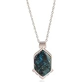 Manilata Natural Chrysocolla Crystals Pendant Necklace, Hexagon Cabochon Gemstone, Energy Healing Crystals, Jewelry for Women, Gemstone Jewelry 18 inch AAA+ Quality