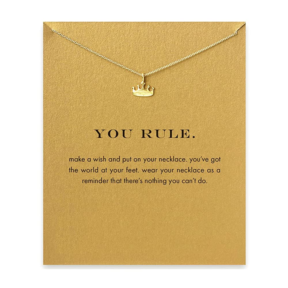 ZYAWP Friendship Crown Compass Necklace Good Luck Elephant Pendant Chain Necklace with Message Card Gift Card