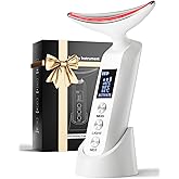 Rantxiny Face Massager Portable Charging Dock, Red Light Therapy for Face and Neck, 3 Heat Settings, Vibrating Face Massage, 9-Color & 30-Day Battery | Home Spa Travel Skincare - White