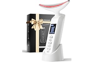 RANTXINY Face Massager Portable Charging Dock, Red Light Therapy for Face and Neck, 3 Heat Settings, Vibrating Face Massage, 9-Color & 30-Day Battery | Home Spa Travel Skincare - White