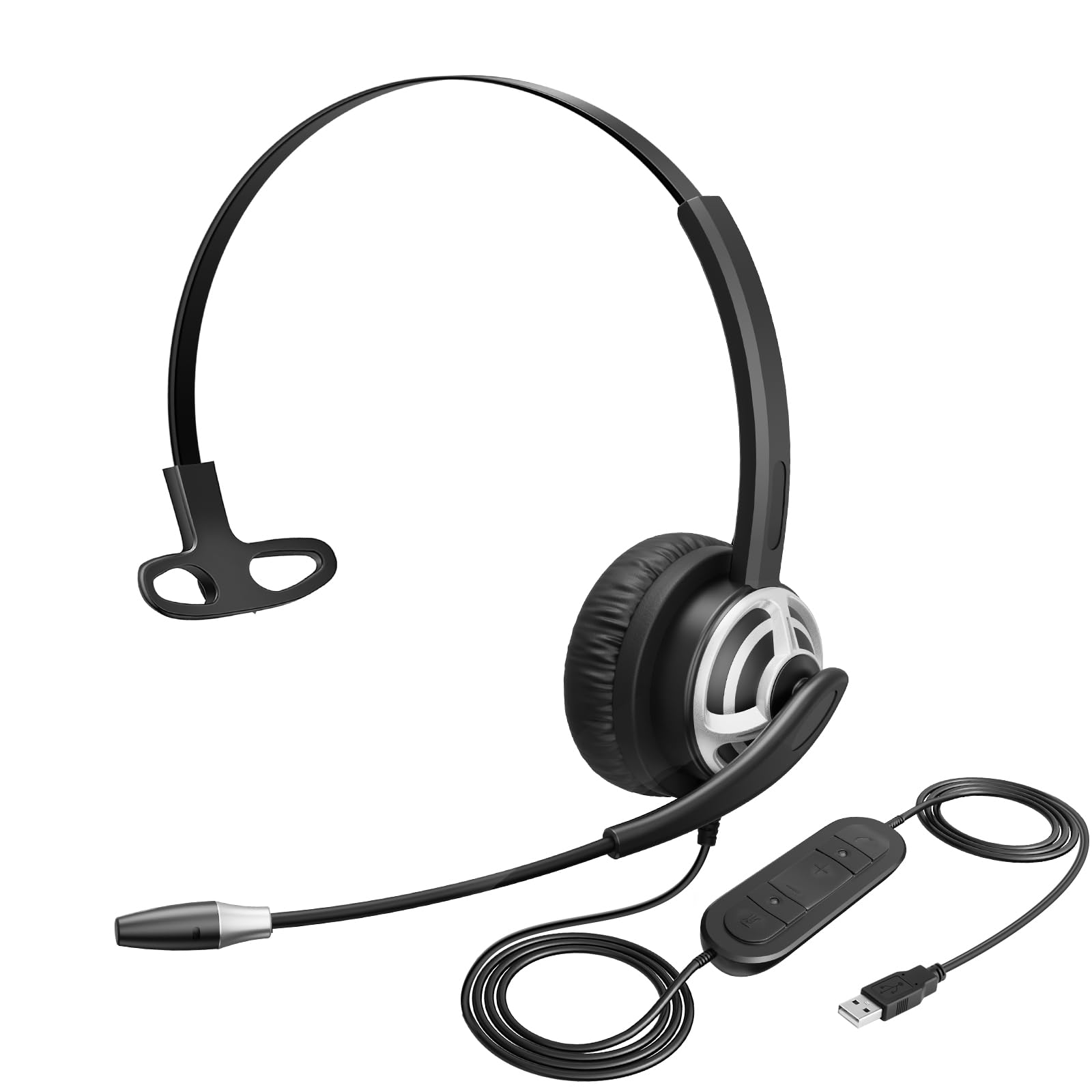 MKJ Wired USB Headset for Call Center & Office, Noise Cancelling Computer Headphone for Business, PC, Laptop Work for Teams Zoom Meetings Webex RingCentral etc