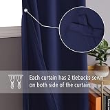 DWCN Navy Blue Blackout Curtains 2 Panels 46 x 54 with Tiebacks view 2