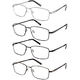 mrbobmslee 4 Pack Reading Glasses for Men, Computer Readers with Spring Hinge, Anti UV Ray/Eye Strain/Glare
