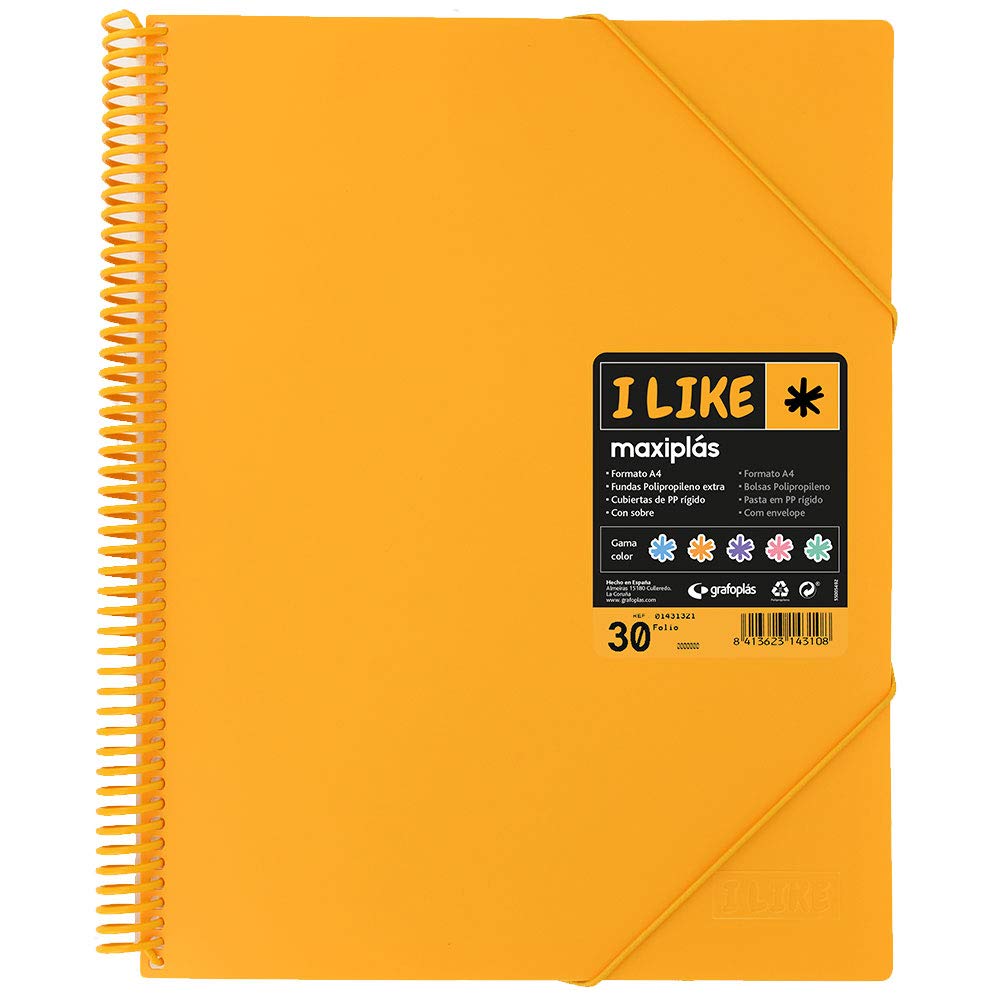 Grafoplás Maxiplás I Like - Spiral Folders, 30 Sleeves, Orange (Mandarin)