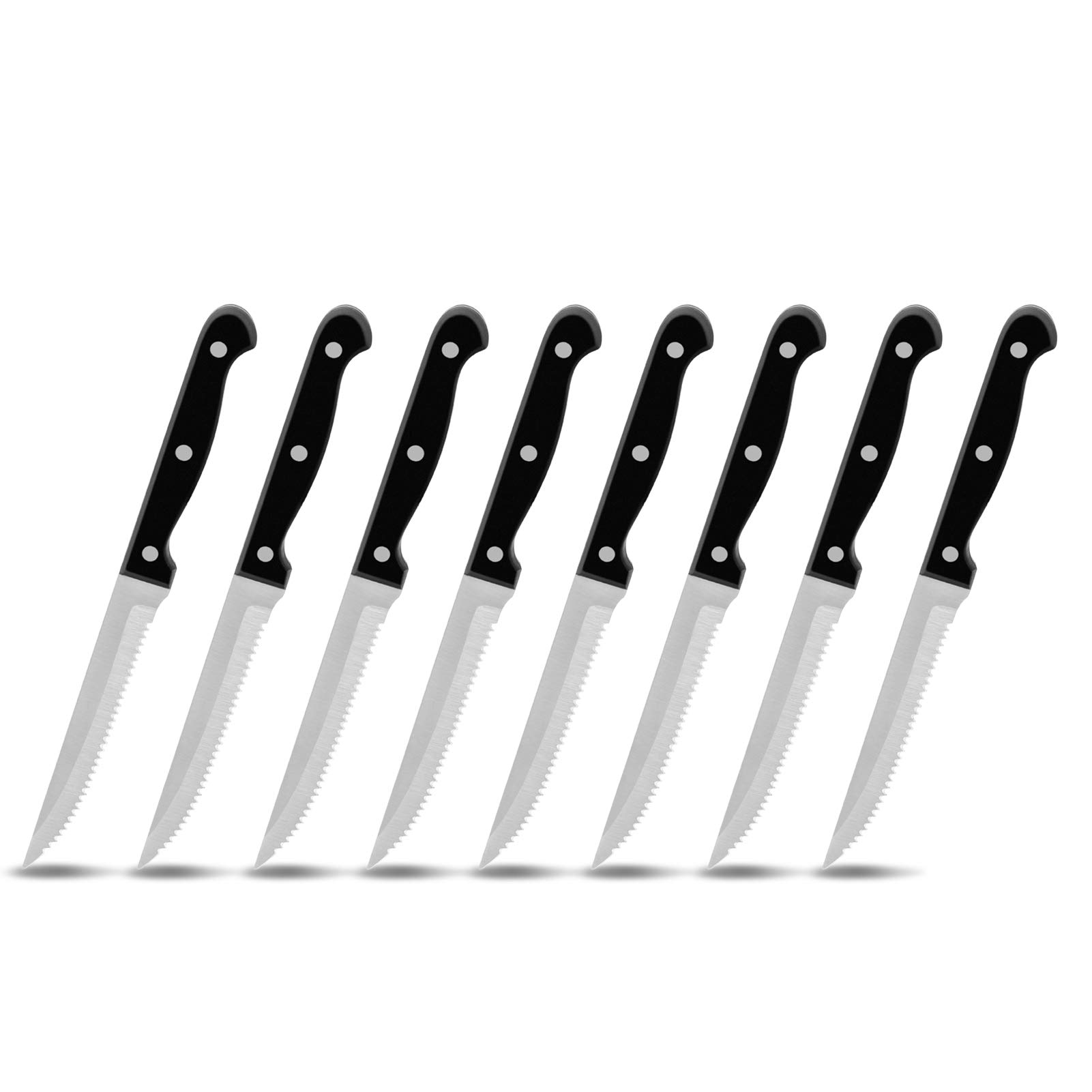 Homikit Steak Knives, Stainless Steel Serrated Kitchen Knife Set of 8, Utility Table Dinner Knife Cutlery Sets for Steak Bread Tomato Meat, Sharp & Classy Design, Dishwasher Safe