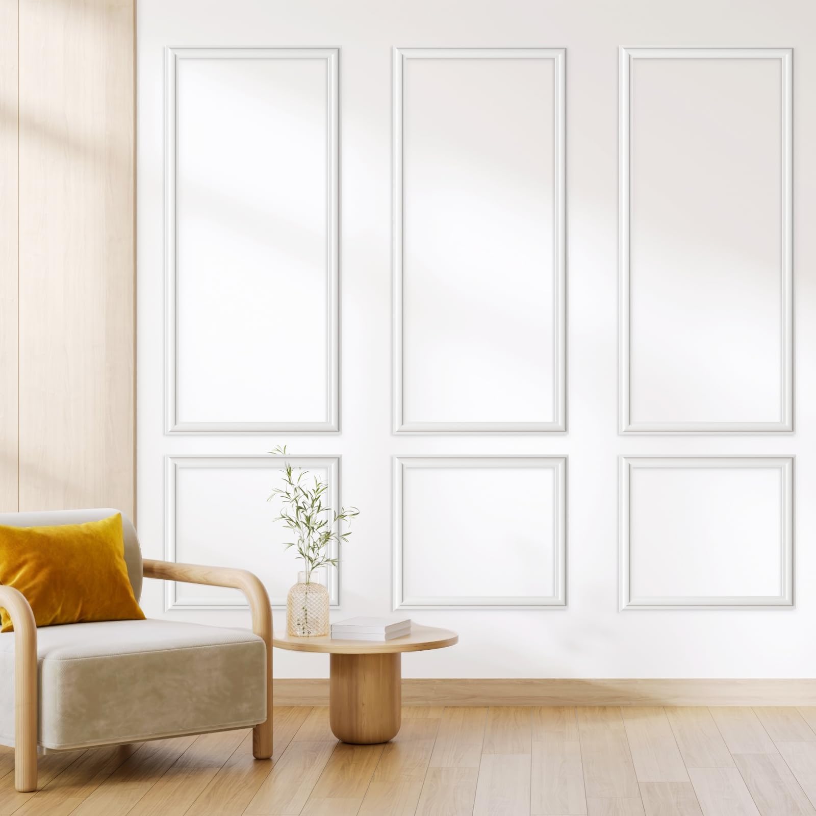 6 Set Peel and Stick Wall Molding Kit, Pre-Cut Wainscoting Panels ...