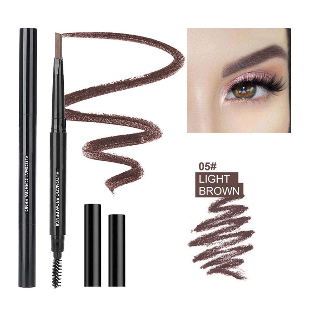 5 Colors Eyebrow Pen, Long Lasting Eyebrow Gel for Waterproof Eyebrow Makeup Waterproof Eye Brow Pencil Triangular Tip with Brush Makeup Cosmetic(Light Brown)