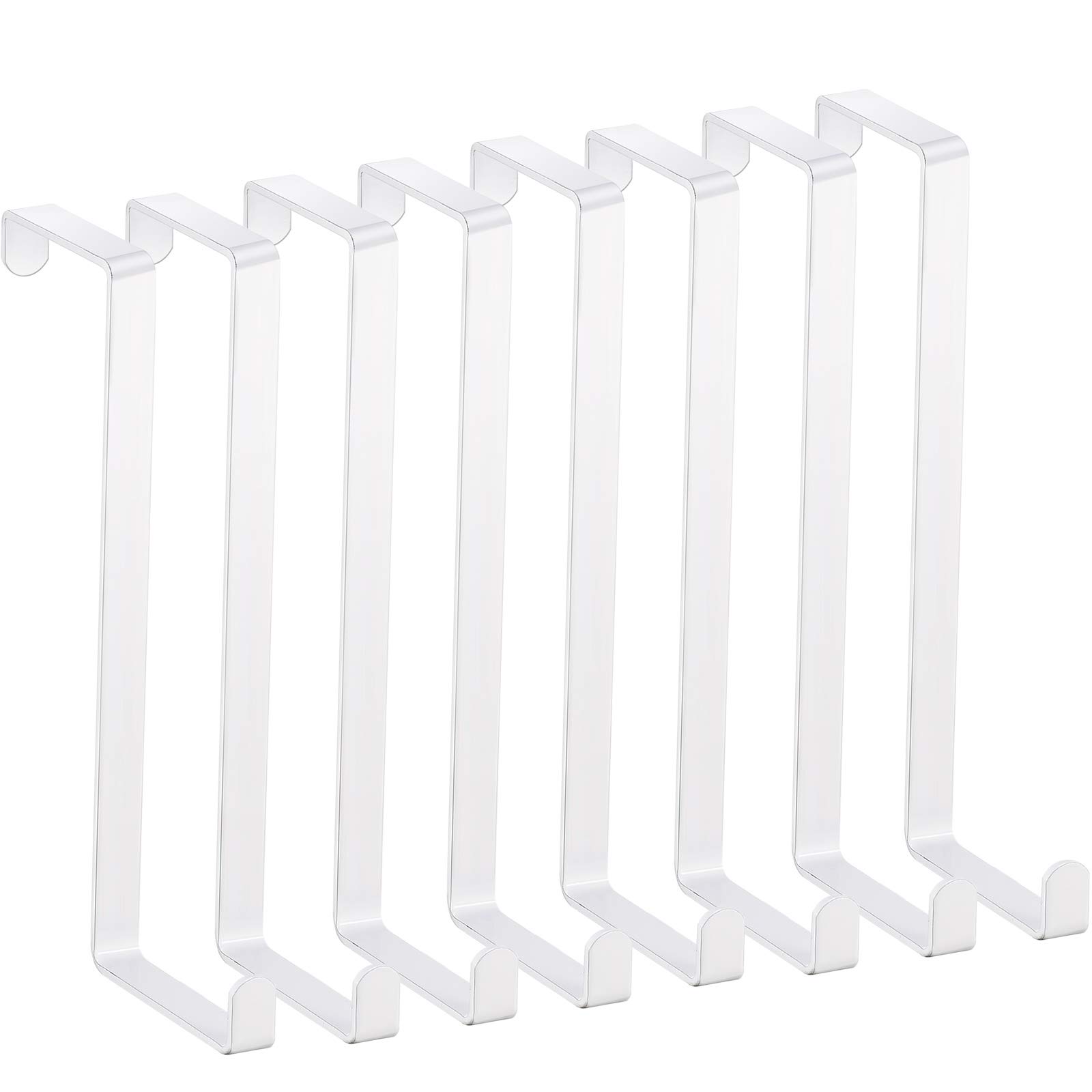 8 Pieces Over The Door Hook Z-Shaped Reversible Door Hanger Hooks Metal Over The Door Hooks Fitting 2 Sized Doors for Hanging Towels, Clothes, Coats and More (White)
