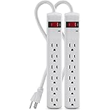 Belkin F5C048-2 6-Outlet Power Strip Surge Protector with 2-Foot Power Cord, 200 Joules (2-Pack)