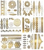Terra Tattoos Temporary Henna Metallic Tattoos - Over 75 Mandala Tattoos (Gold)