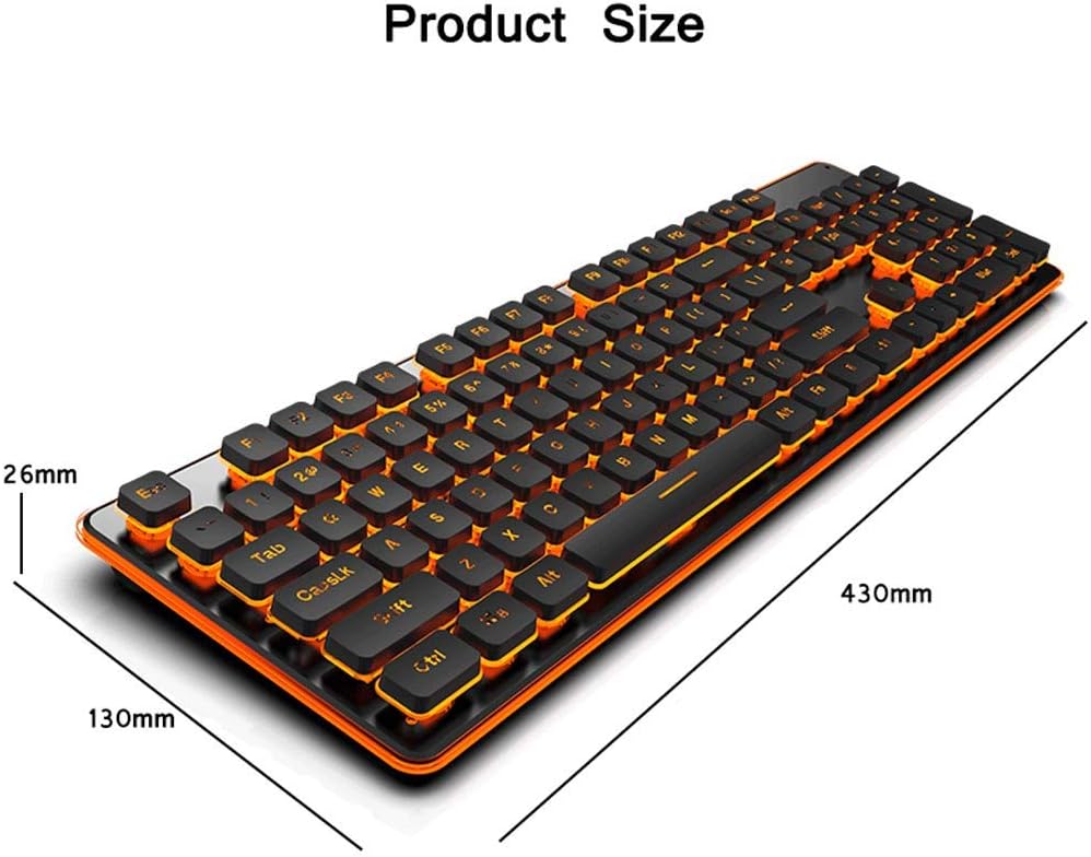 Color Black and Orange Keyboard no Lights OUKB Rechargeable Wireless