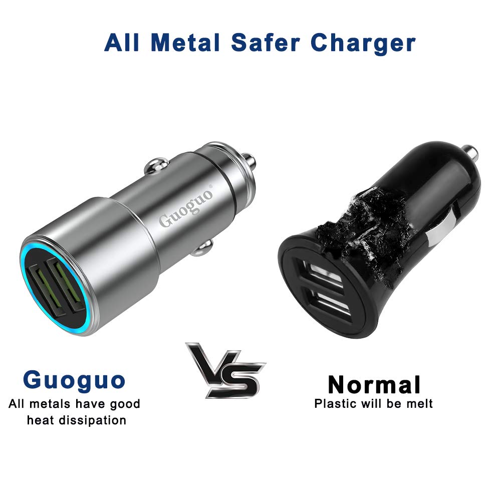 Car Charger,Adapter for iPhone 6/6s/7/8/XS/Max/XR,Samsung Galaxy S7/S8/S9/S9Plus,LG G5/6/7/V30/V40 and Other Smartphones/Tablets,Dual QC3.0 USB Cigarette Lighter
