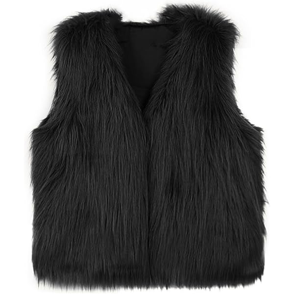 トップス acka fur long vest Access Fashion | Synthetic-fur long sleeveless jacket