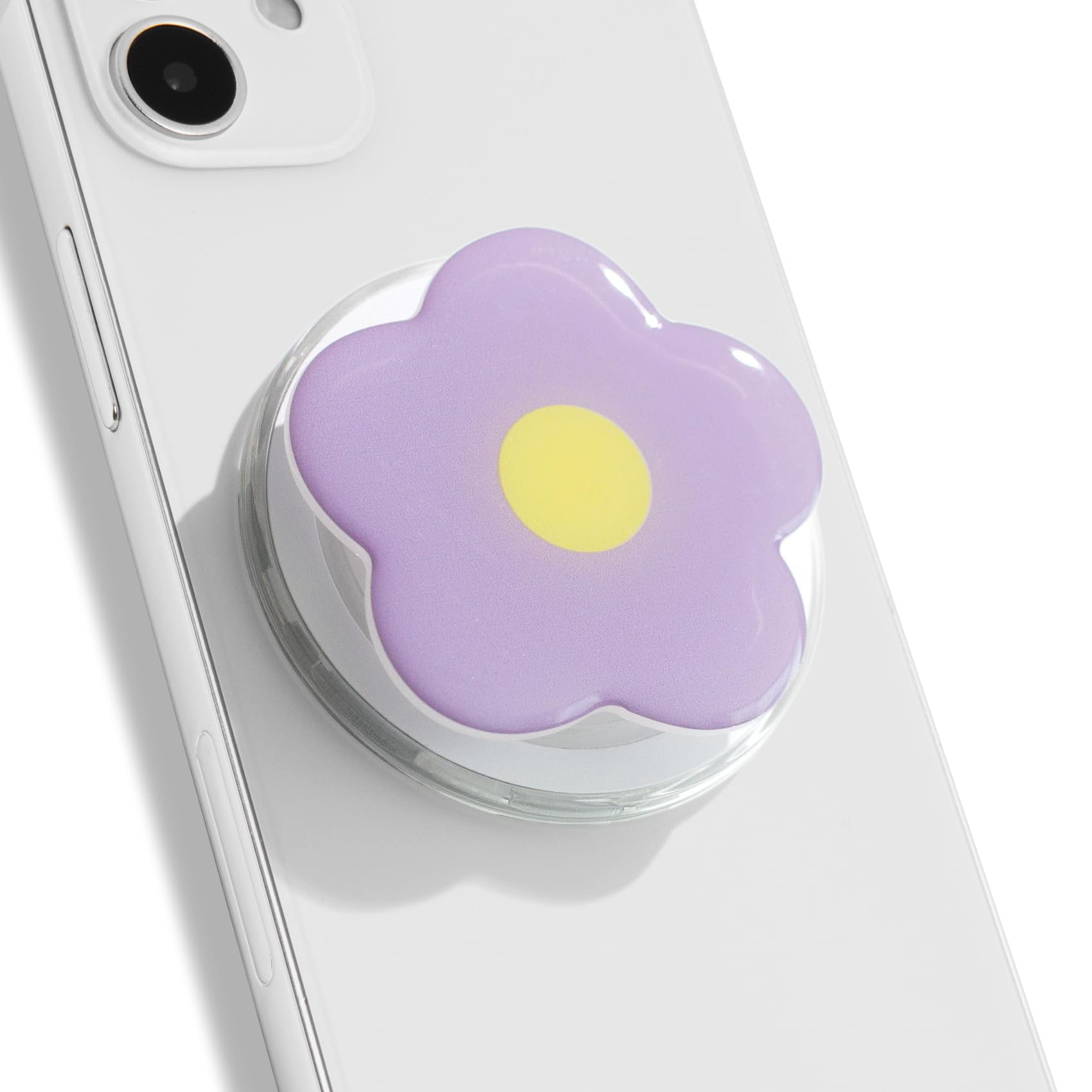 Photo 1 of OnTheGrip Compatible with Magsafe Magnetic Cute Solid Color Daisy Flower Design Collapsible Mobile Phone Grip Stand Holder for Smartphone Tablet Cell Phone Accessory (Violet)