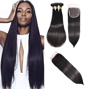 Amazon Com Annina Straight Hair Bundles With Closure 20 22 24 18