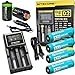 Nitecore D2 Digicharge universal home/in-car battery charger, Four Olight 18650 2600mAH rechargeable batteries with 2 X EdisonBright AA to D type battery spacer/converters