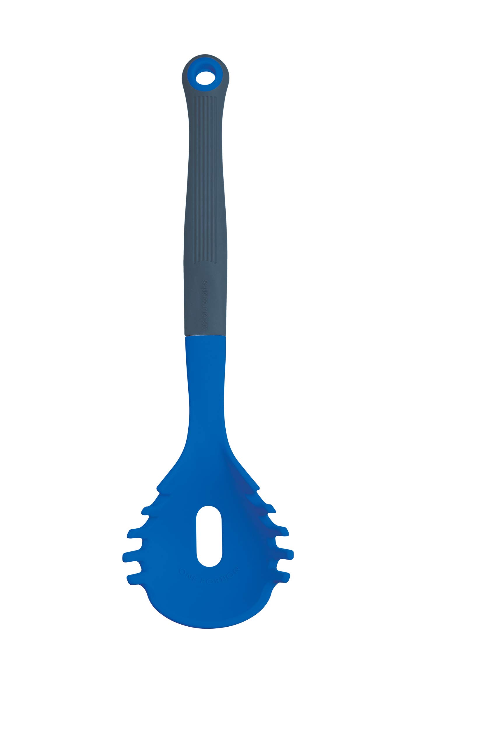KitchenCraft Colourworks CWBRSPAGBLU Multi Pasta Spoon / Spaghetti Measure Tool, Silicone, Blueberry, 28.5 cm