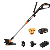 Worx 20V 12" 3-in-1 Cordless String Trimmer/Lawn Edger/Mini Mower, WG170.2 | Command Feed, Works for Small &amp; Medium Lawns, 2.0Ah Battery &amp; 2.0Ah Charger Included, PowerShare