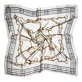 ETSYG 32'' Silk Scarf Women's Beige Chain Pattern Large Square Satin Headscarf Headdress