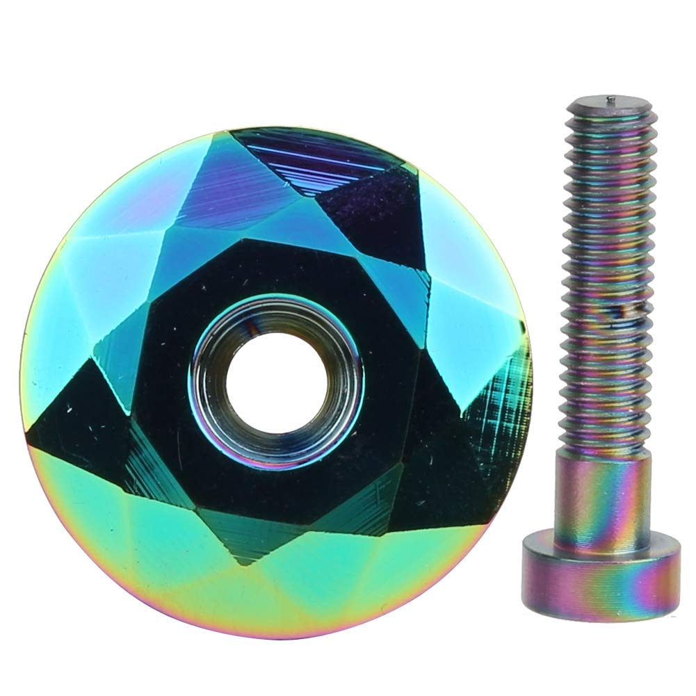 Alomejor Colorful Aluminium Alloy Lightweight Headset Stem Top Cover for Mountain & Road Bikes with Titanium Coated Finish
