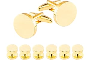 Dannyshi Cufflinks for Men and Tuxedo Shirt Studs Set with Gift Box Stainless Steel Cuff links