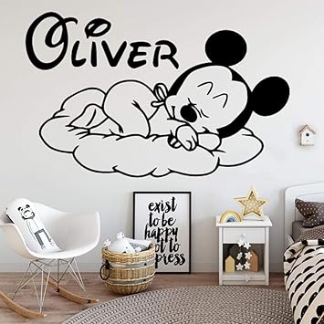 Bmbm Nombre Personalizado Mickey Mouse Vinilo Decoracion De La