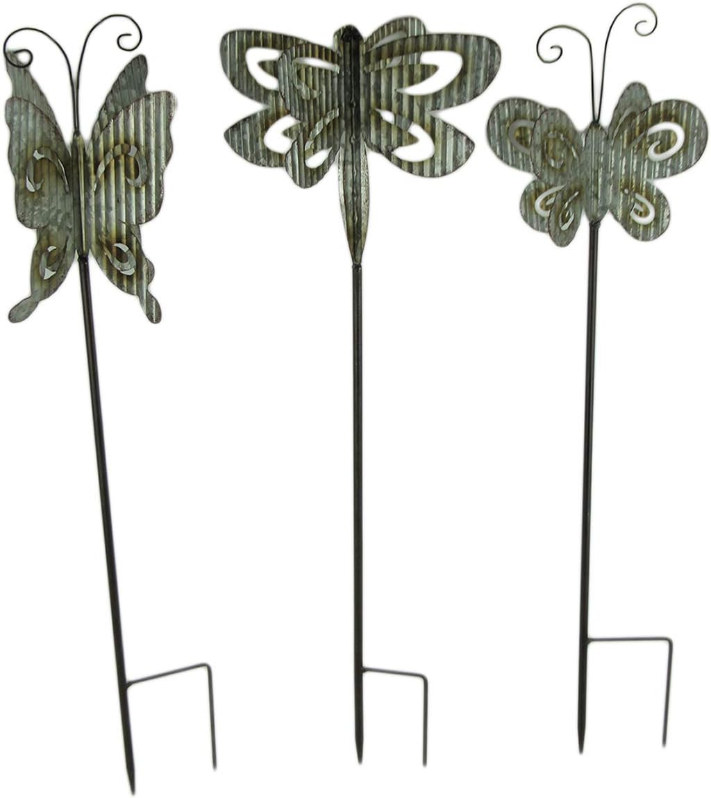 Juego de 3 estacas de Metal Corrugado con diseño de Mariposas en ...