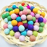 YCT Hand-felted Wool Balls - 100 Pure Wool Beads 20mm Mixed Colors