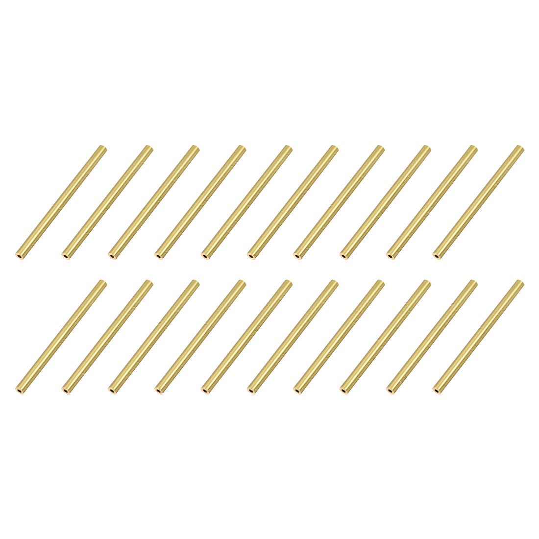 sourcing map Brass Round Tube, 2mm OD 0.5mm Wall Thickness 30mm Length Seamless Pipe Tubing for DIY Crafts 20 Pcs