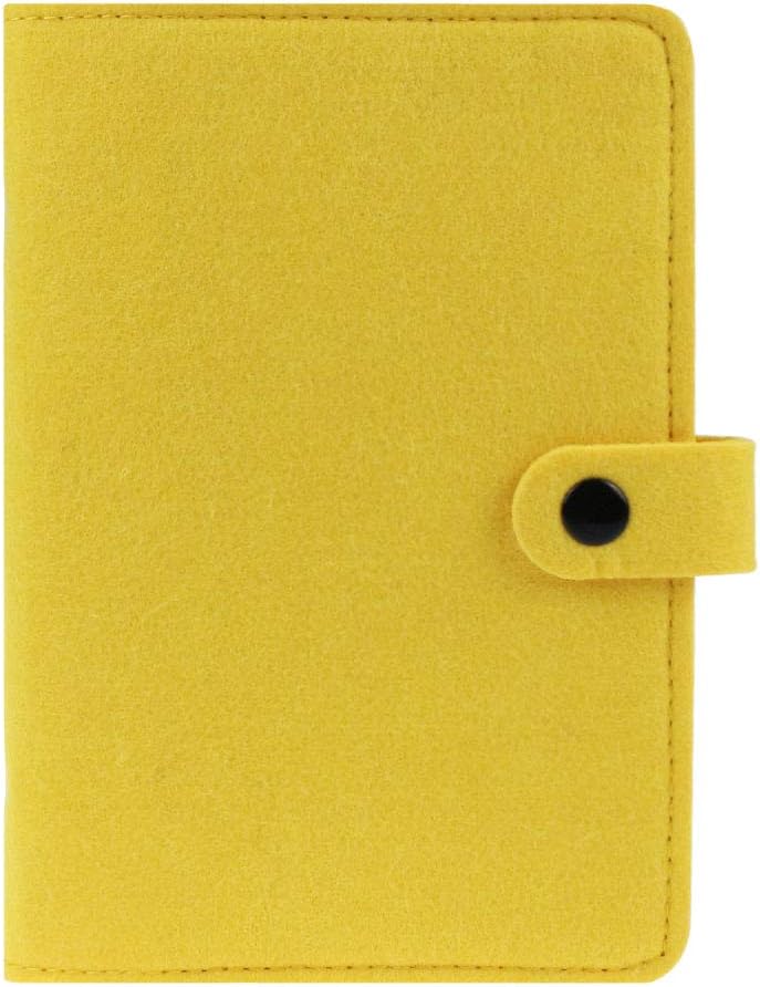 A6 Felt Binder Cover,Refillable 6 Round Ring Binder Cover Spiral Notebook Binder Personal Organizer Loose-Leaf Cover,Travel Journal Notebook Cover for Men and Women,Yellow