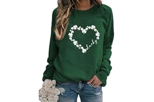 Yimoya St Patricks Day Sweatshirt Women Lucky St Patty Day Shirt Long Sleeve St Patricks Graphic Tops
