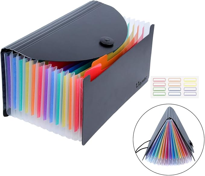 Uquelic Mini Accordion Receipt Folder 13 Pockets Expanding Coupons