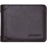 FlyHawk Genuine Leather RFID Blocking Wallets Mens thin Wallet