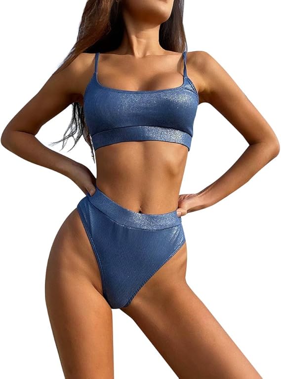 Atianyi Women's Two Piece Swimsuit High Waist Adjustable Strap Bathing