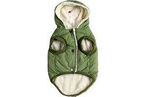 Vecomfy Fleece Lining Extra Warm Dog Hoodie in Winter,Small Dog Jacket Puppy Coats with Hooded Green S