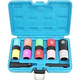 DPTOOL Half Size Lug Nut Socket Set 1/2” Drive Impact Flip Socket Set Metric 6 Point Non-Marring Thin Wall Double Ended Wheel Lug Nut Socket for Removal of Swollen, Dented and Deformed Lug Nuts