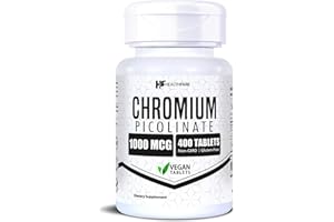 HealthFare Chromium Picolinate 1000mcg | 400 Vegan Tablets | High Absorption Mineral Supplement | Supports Healthy Sugar Metabolism & Nutrient Absorption | Non-GMO, Gluten-Free | Made in USA