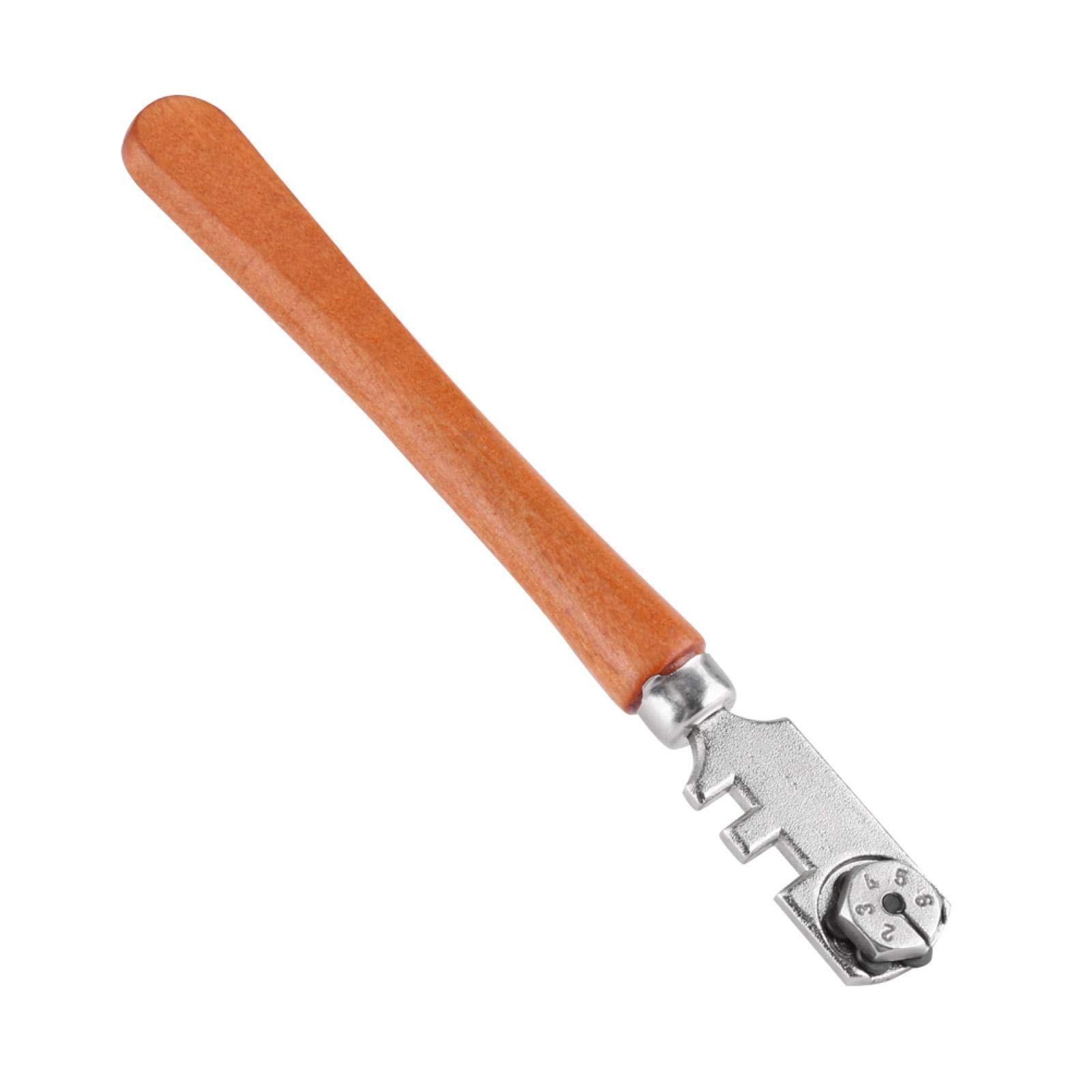 130MM Professional Six Wheel Glass Cutter Craft Cutting Kit Tool with Wooden Handle Wheel Glass Cutter