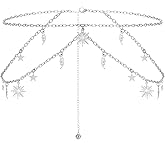 MILAKOO Double Layer Waist Belt Skinny Waistband Link Sun and Moon Decor Belts Straps for Women Summer Beach Dresses