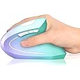 Lekvey Ergonomic Mouse, Vertical Wireless Mouse Rechargeable 2.4 GHz Optical Carpal Tunnel Mouse : 800/1200 / 1600 DPI, 6 Buttons, for Laptop, PC, Computer, Desktop, Notebook etc, Green Purple