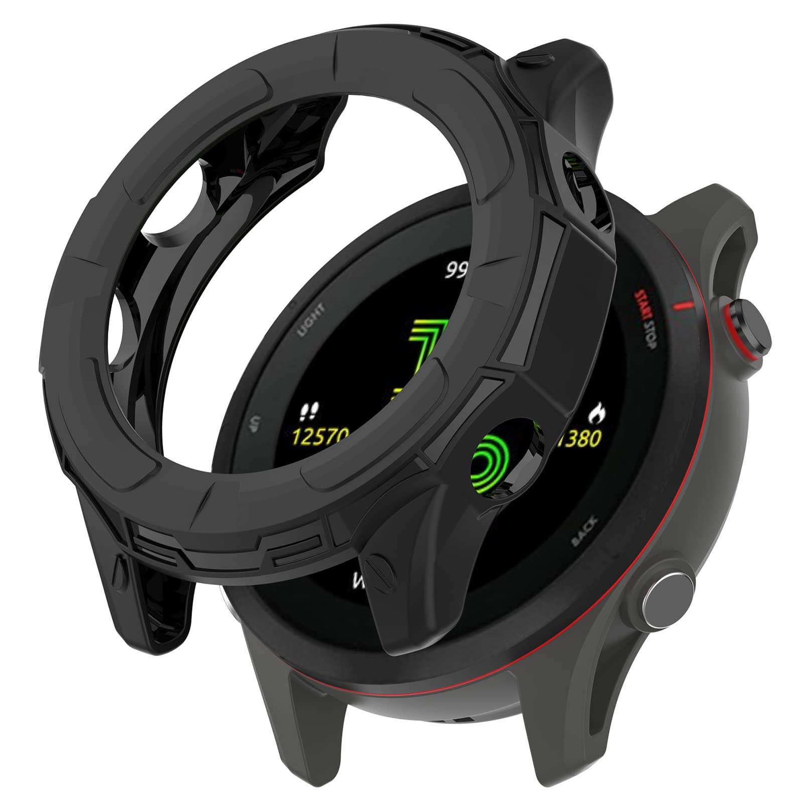 LOKEKE Compatible with Garmin Forerunner 955 Protective Case Cover, TPU Protective Case Cover Shell For Garmin Forerunner 955(TPU Black)