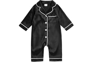 Multitrust Newborn Baby Girl Boy Silk Pajamas Long Sleeve Button Down Satin Infant Pjs One Piece Jumpsuit Loungewear