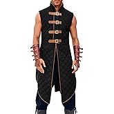 Runcati Men's Padded Gambeson Vest Sleeveless Aketon Armor Medieval Knight Surcoat Halloween LARP Costume Dress