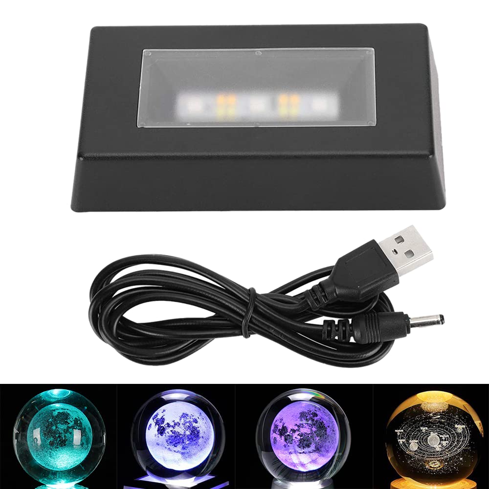 Photo 1 of Watris Veiyi 7 Color LED Display Base, Color Changing Light Stand for Crystal Display Jewelry Glass Art, 3D Crystal Light Base, Rectangle Display Stand with USB Cable