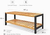 1ABOVE Bamboo 2-Tier Shoe Rack Plant Stand 67x25x32 cm Black Natural view 2