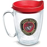 Tervis Marines Logo Made in USA Double Walled Insulated Tumbler Travel Cup Keeps Drinks Cold & Hot, 16oz Mug, Classic