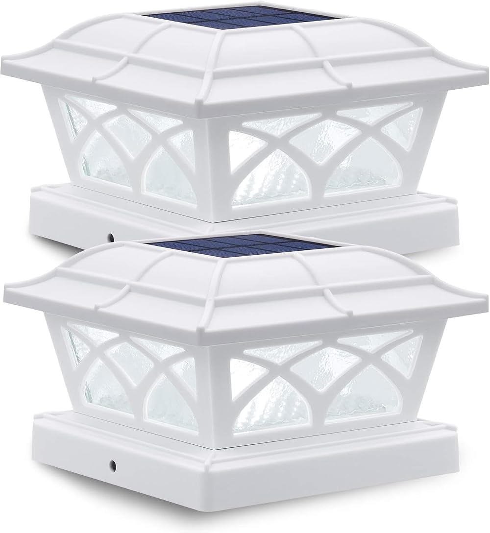 Siedinlar Solar Post Cap Lights 2 Pack 4x4 5x5 6x6 Weatherproof White